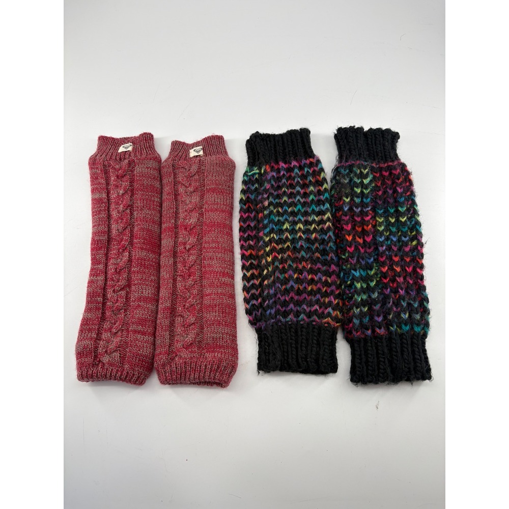 Roxy & Steve Madden Knit Leg Warmers Bundle Pink Cable Knit Multicolor Chevron